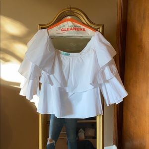 Karlie off the shoulder white ruffled blouse💜